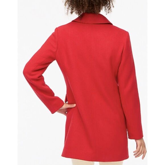 J CREW Wool Blend Double Breasted Topcoat Jacket Red Women Size 14 Welt Pockets - Picture 3 of 11